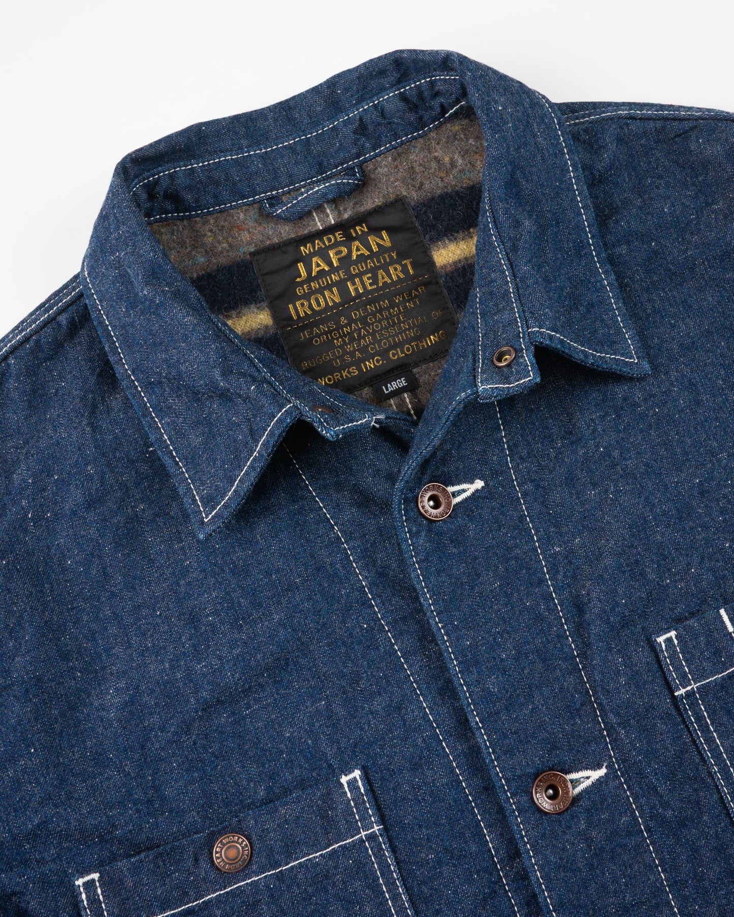 Iron Heart - IHJ-149-IND Denim Blanket Lined Chore Jacket