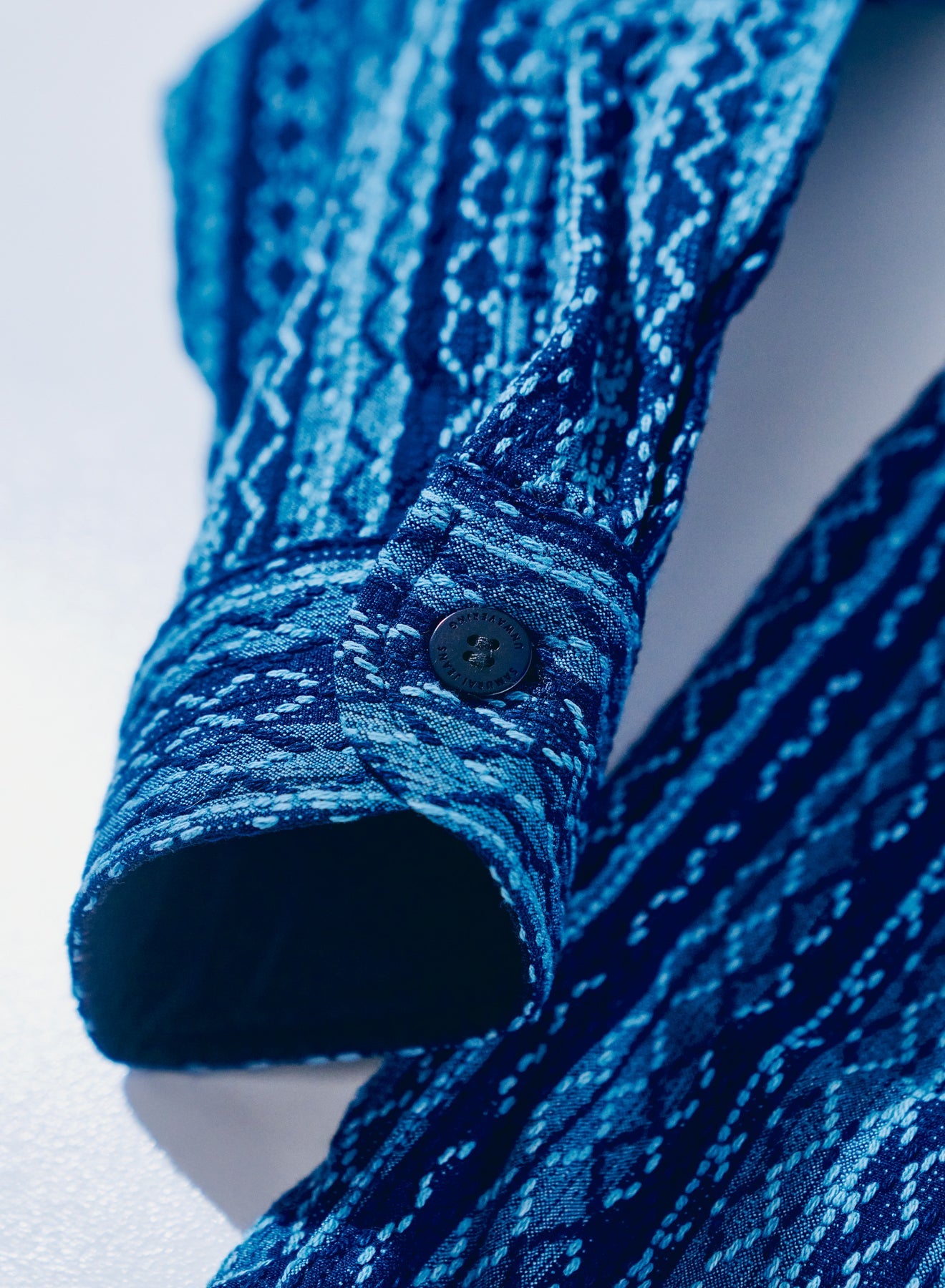 Samurai Jeans - SSS25-SKS Indigo Sashiko Stripe Shirt