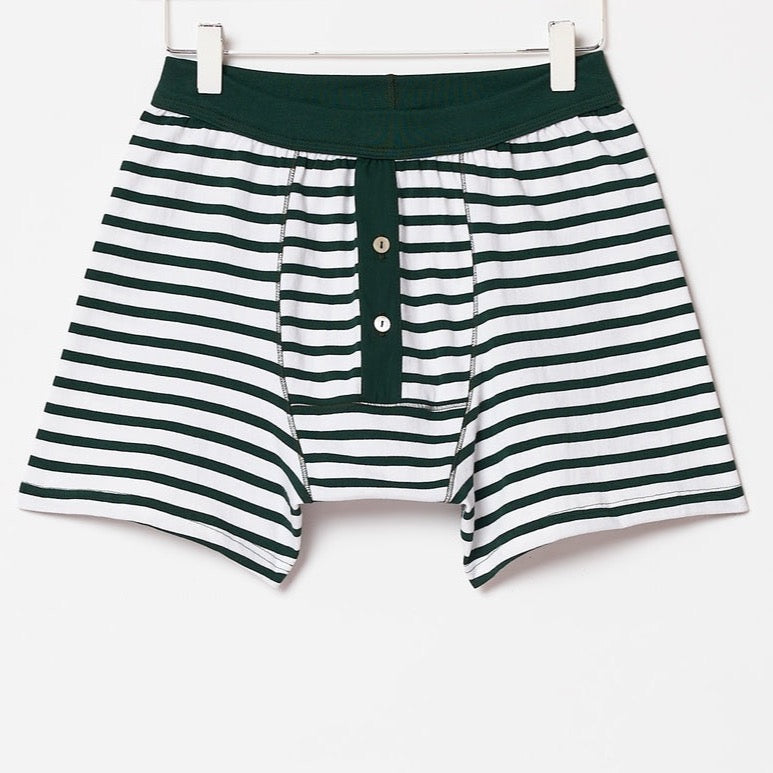 Merz B. Schwanen - Striped Boxer Button Fly Green/White