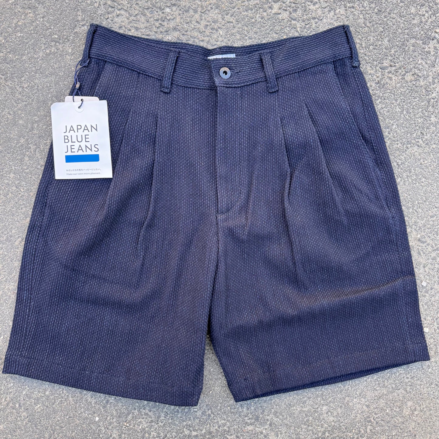 Japan Blue - Sashiko Jaquard Tuck Shorts - 11oz Indigo Sashiko