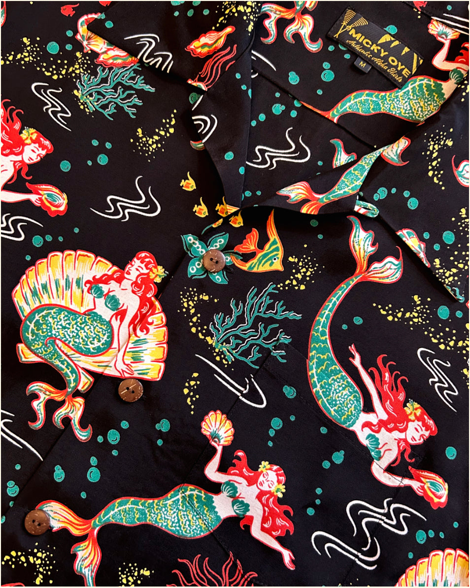 Micky Oye - Aloha Shirt Mermaids Black