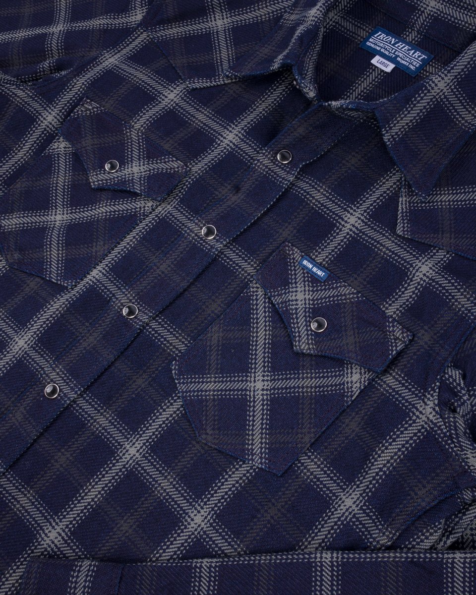 Iron Heart - IHSH-411 BLK Indigo Check