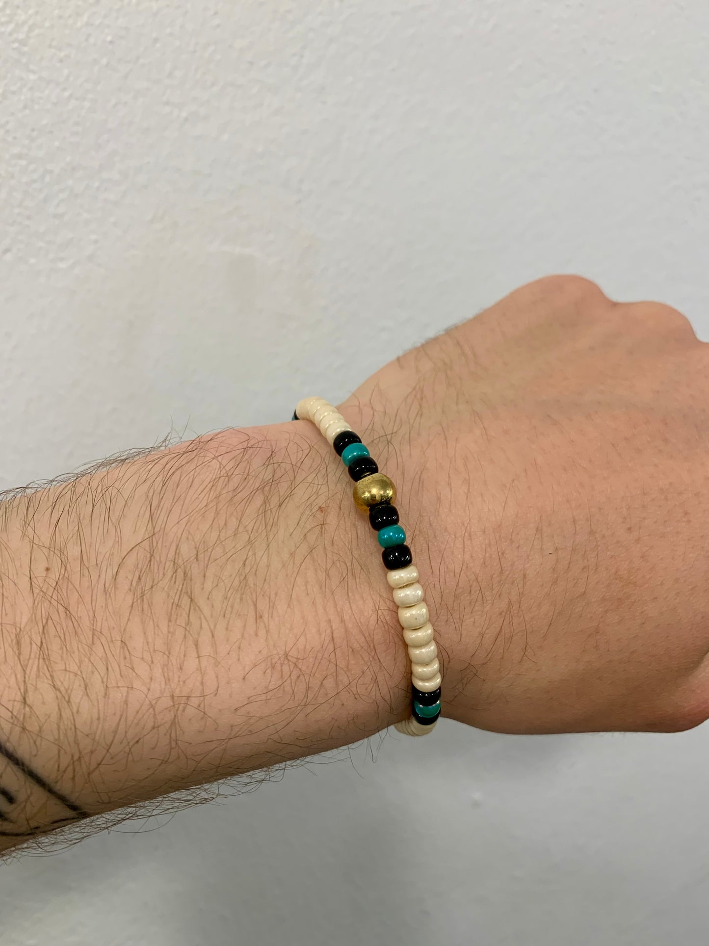 Kobashi Studio - Bracelet Off-White/Black/Turquoise Green