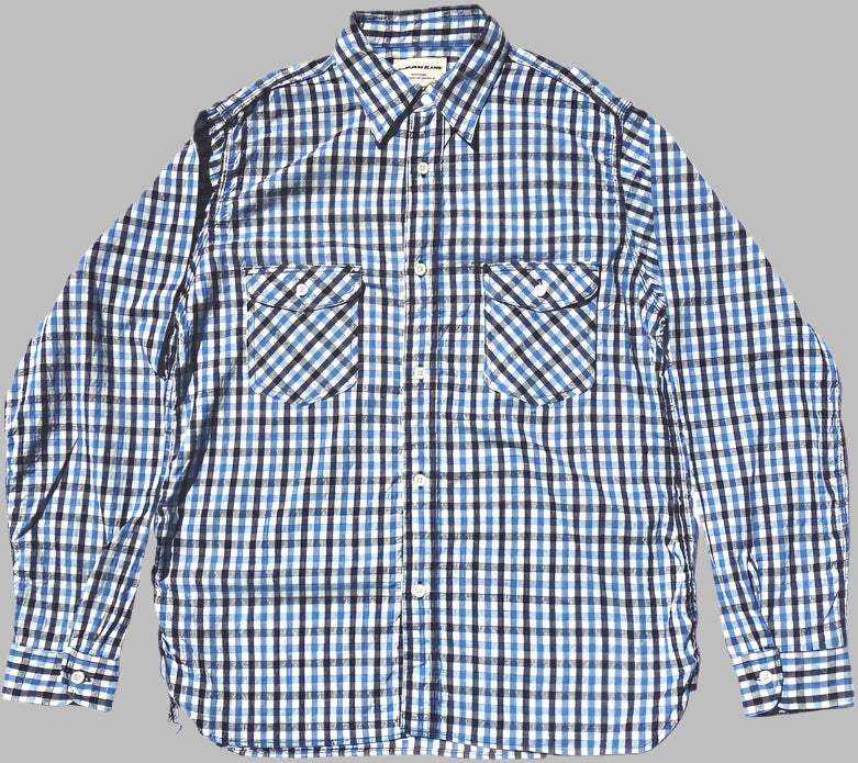 Samurai Jeans - SSS25-CS Natural Indigo Sashiko Gingham Check Work Shirt