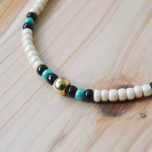 Kobashi Studio - Bracelet Off-White/Black/Turquoise Green 5005