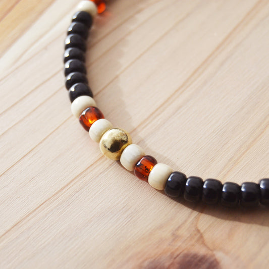 Kobashi Studio - Bracelet Black/Off-white/Orange 5008