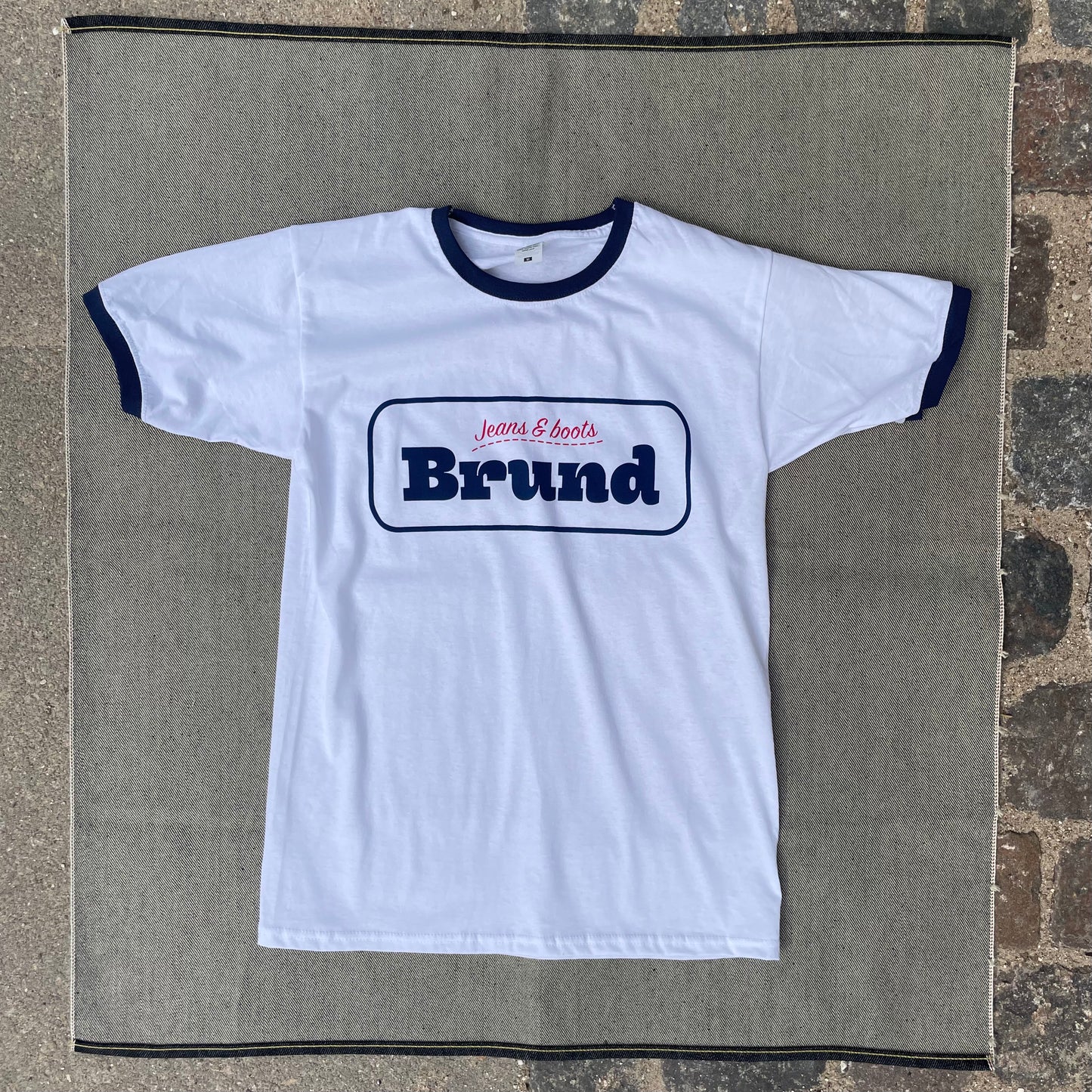 Brund - Ringer Logo Tee Navy/White