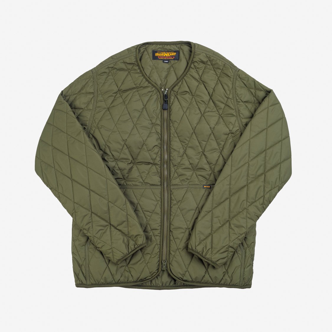 Quilted on sale collarless jacket