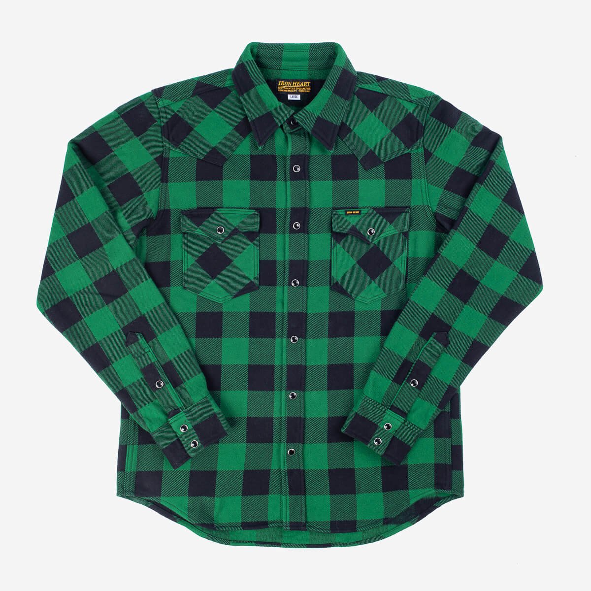 Iron Heart - IHSH-232-Green/Black Buffalo Check Western