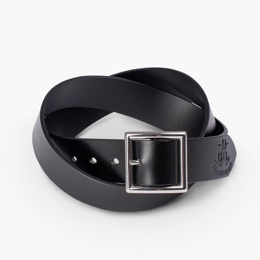 OGL - Belt- Vintage Buckle Leather Belt - Black