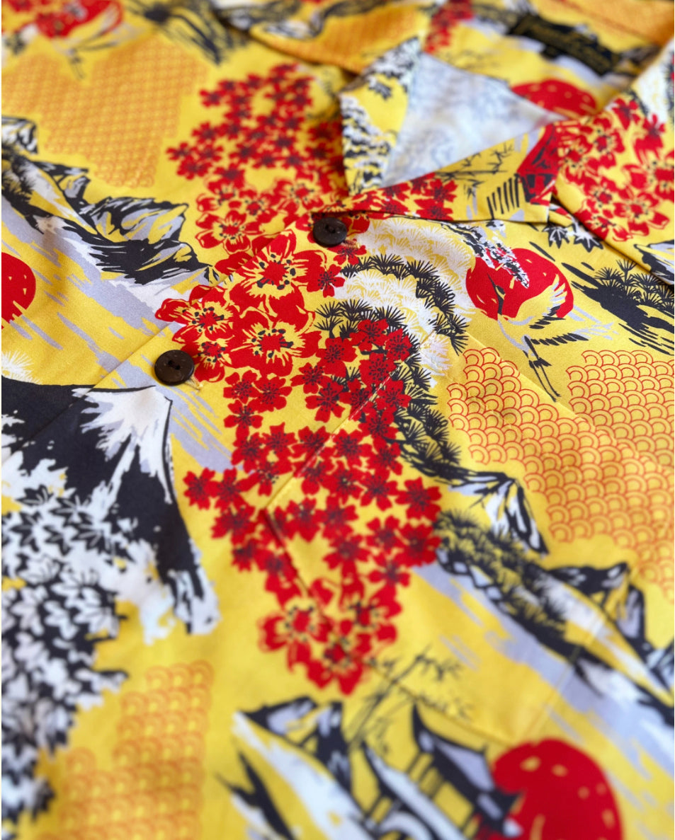 Micky Oye - Aloha Shirt Land of Fujiyama Yellow/Red