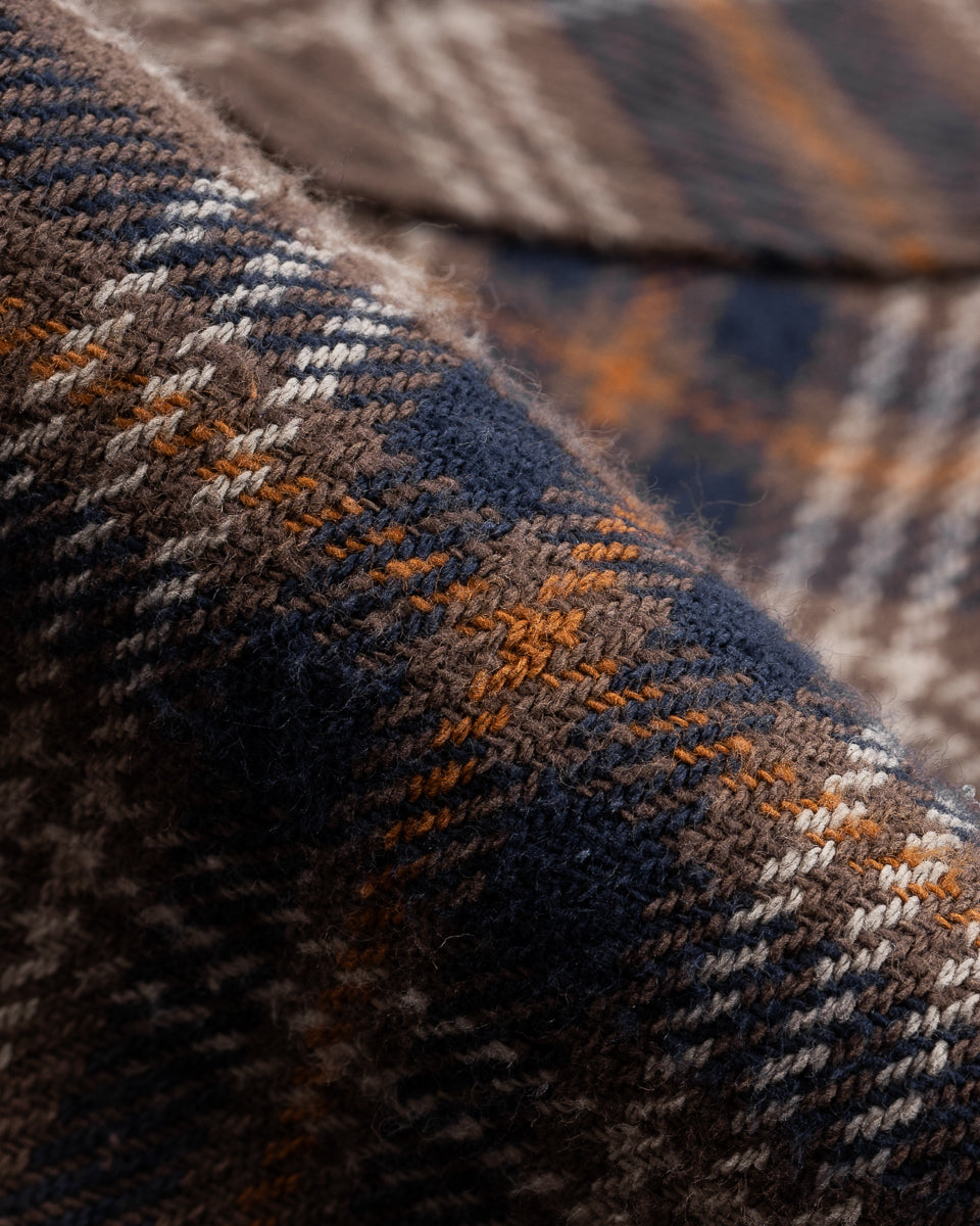 Iron Heart - IHSH-431-Brn Slubby Heavy Flannel Check Western Shirt