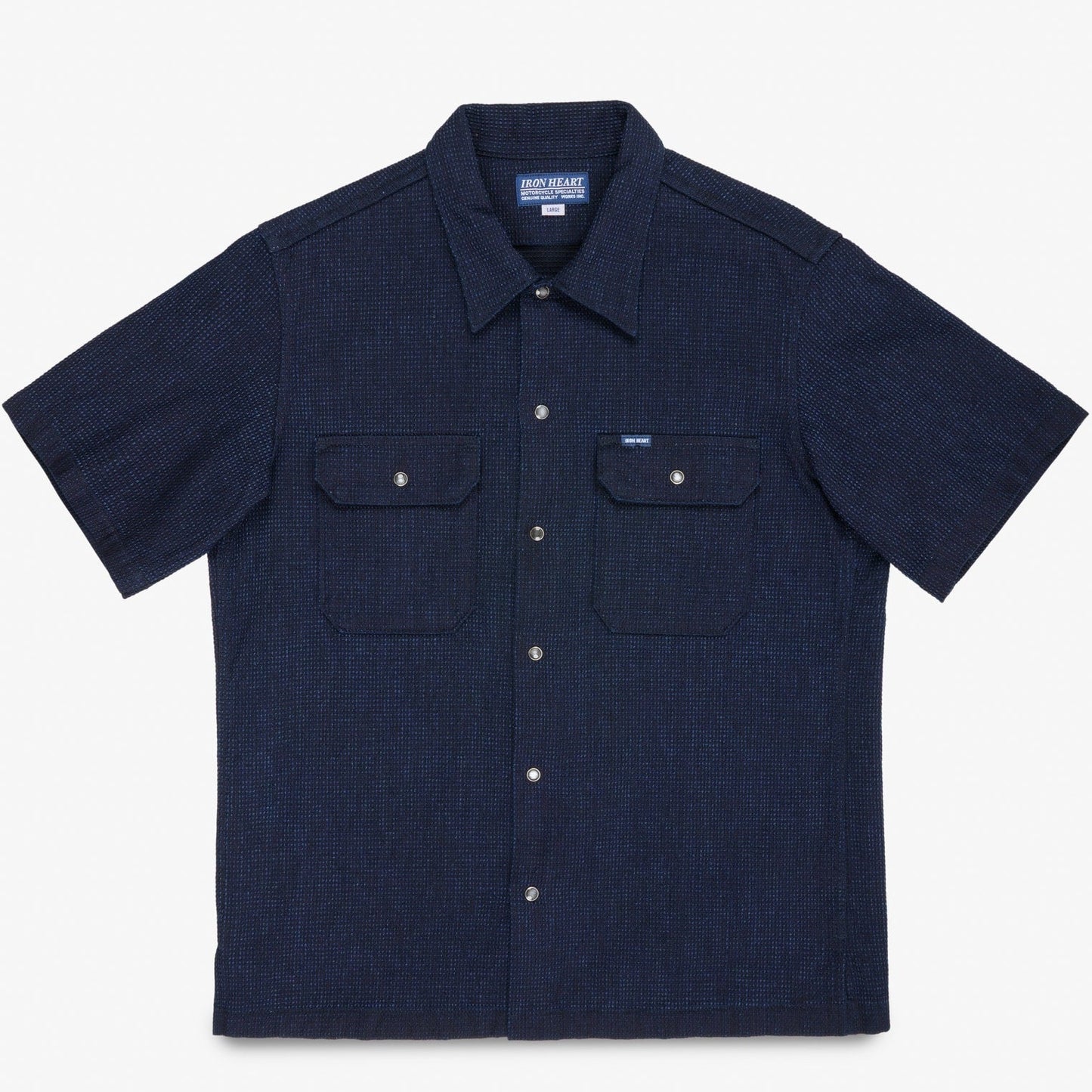 Iron Heart - Ihsh-445 Dobby Cloth Short Sleeve Mechanic Shirt - Indigo