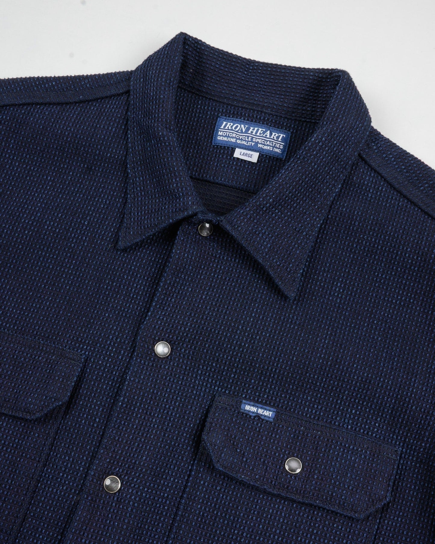 Iron Heart - Ihsh-445 Dobby Cloth Short Sleeve Mechanic Shirt - Indigo