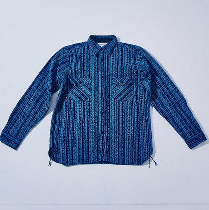 Samurai Jeans - SSS25-SKS Indigo Sashiko Stripe Shirt