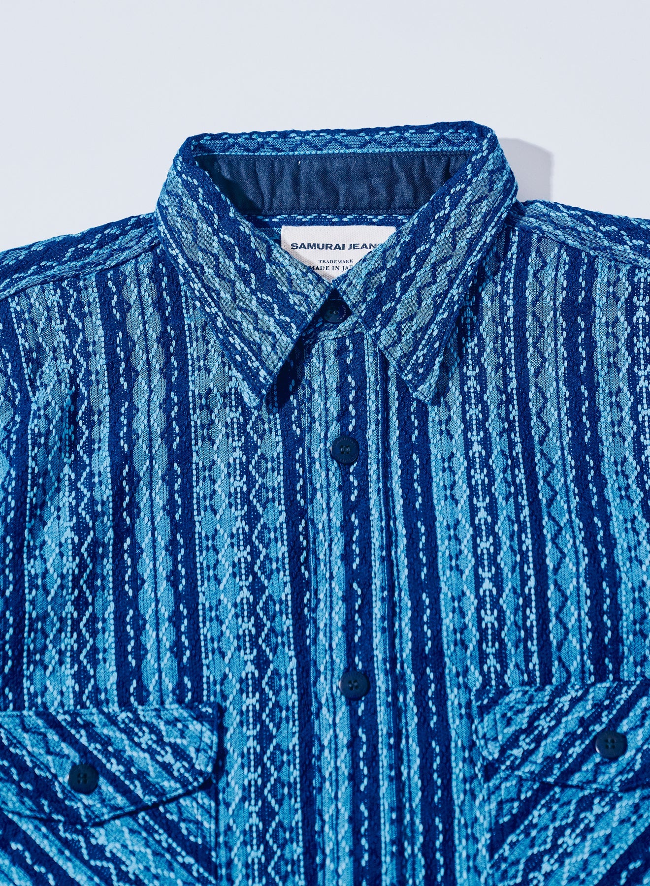 Samurai Jeans - SSS25-SKS Indigo Sashiko Stripe Shirt