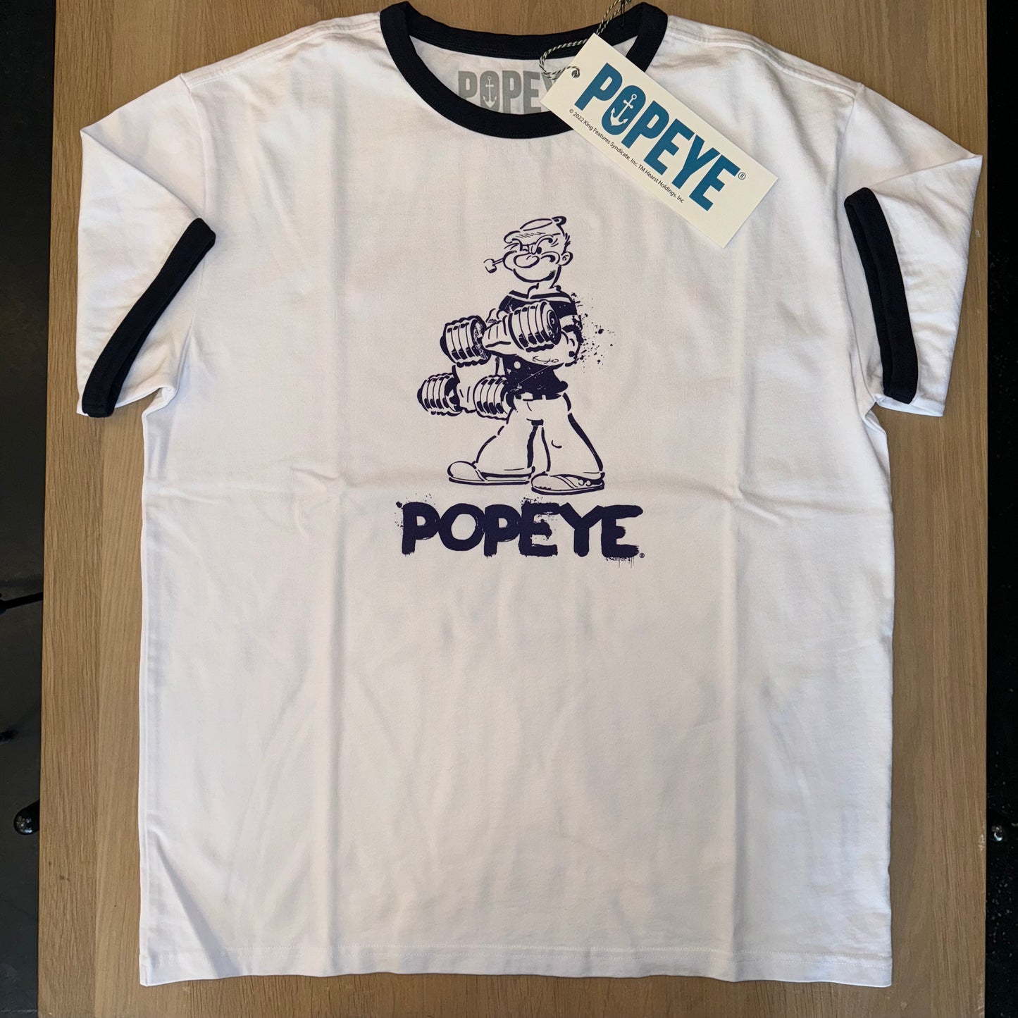 School of Life Projects - Popeye Lifting Ringer Tee (White/Navy)
