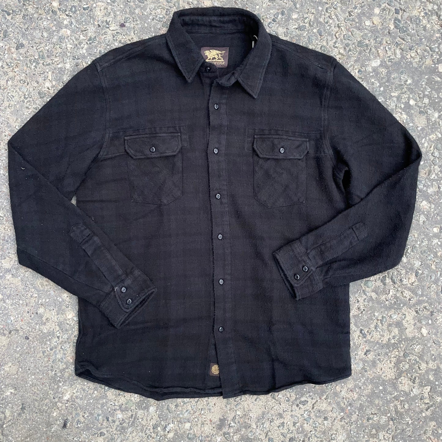 Indigofera - Bryson Flannel Shirt Black Overdyed Check
