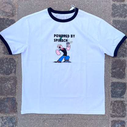 School of Life Projects - Popeye Ringer Spinach Tee (white/navy)
