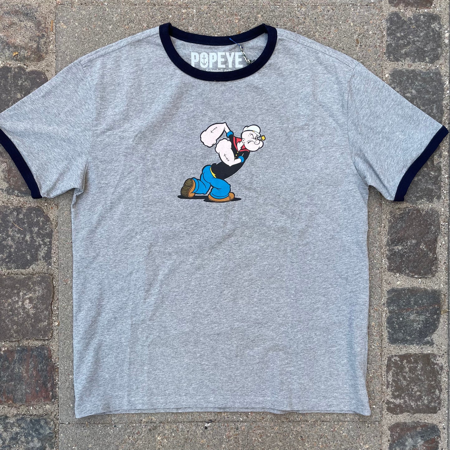 School of Life Projects - Popeye Ringer Tee (grey/navy)