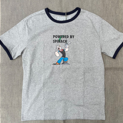 School of Life Projects - Popeye Ringer Spinach Tee (grey/navy)