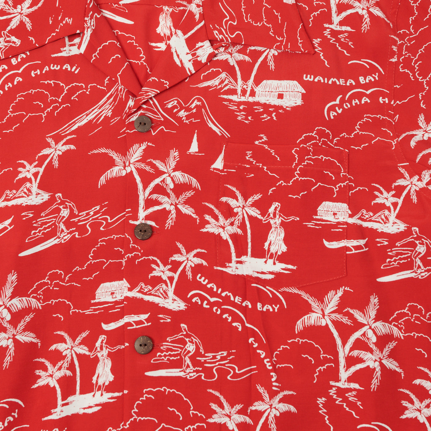 Micky Oye - Aloha Shirt Waimea Bay Red