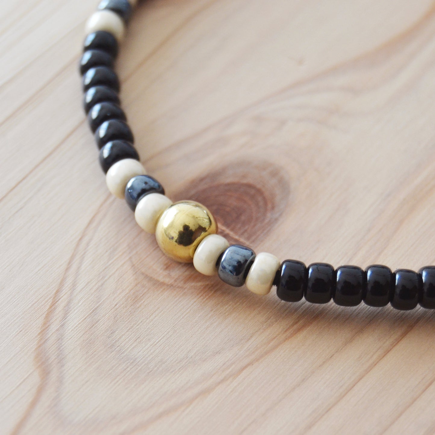 Kobashi Studio - Bracelet Black/Off-White/Gunmetal-Blue 5009