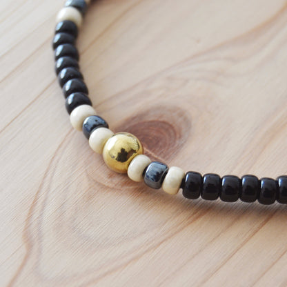 Kobashi Studio - Bracelet Black/Off-White/Gunmetal-Blue 5009