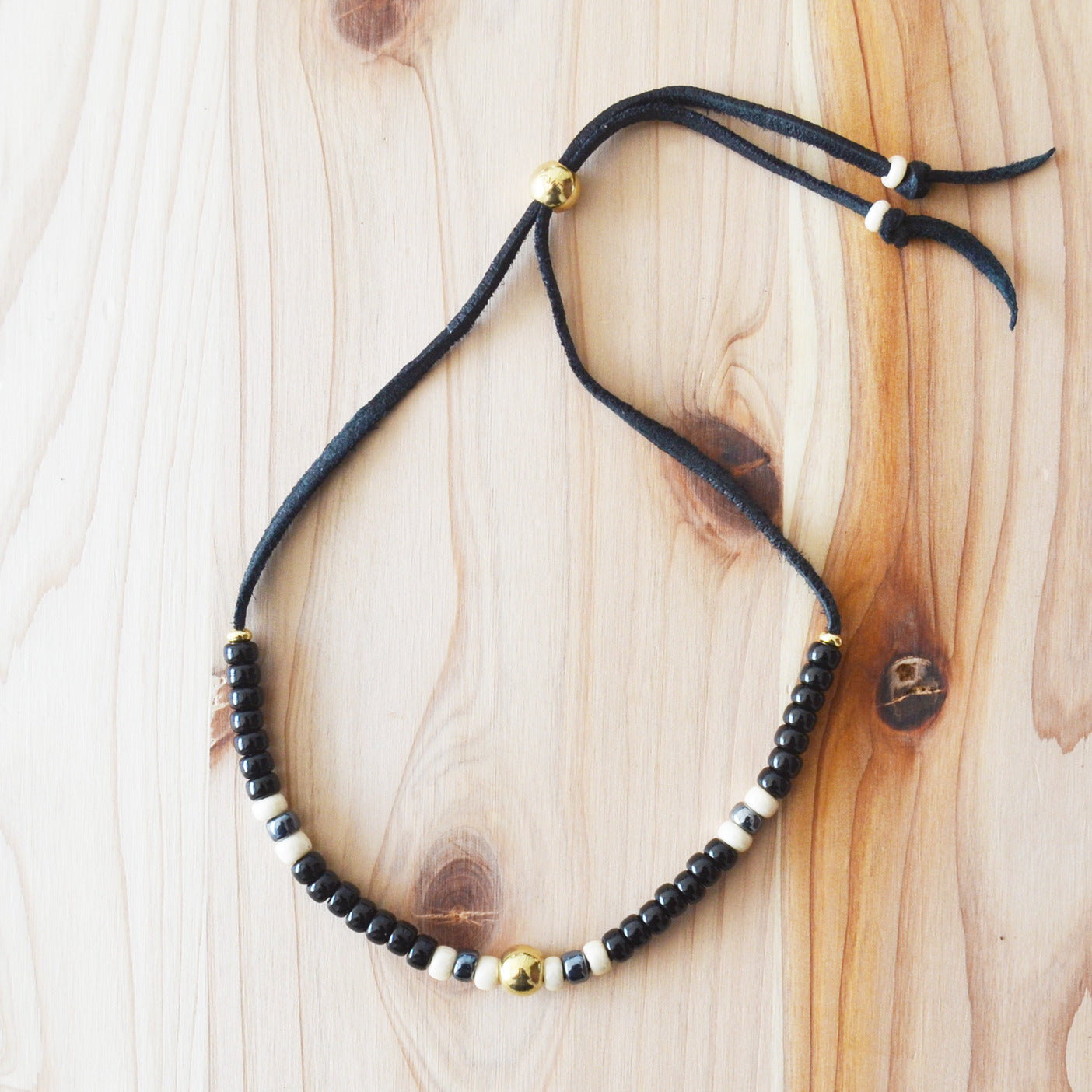 Kobashi Studio - Bracelet Black/Off-White/Gunmetal-Blue 5009