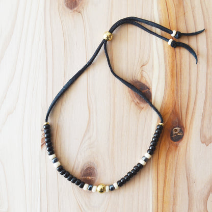 Kobashi Studio - Bracelet Black/Off-White/Gunmetal-Blue 5009