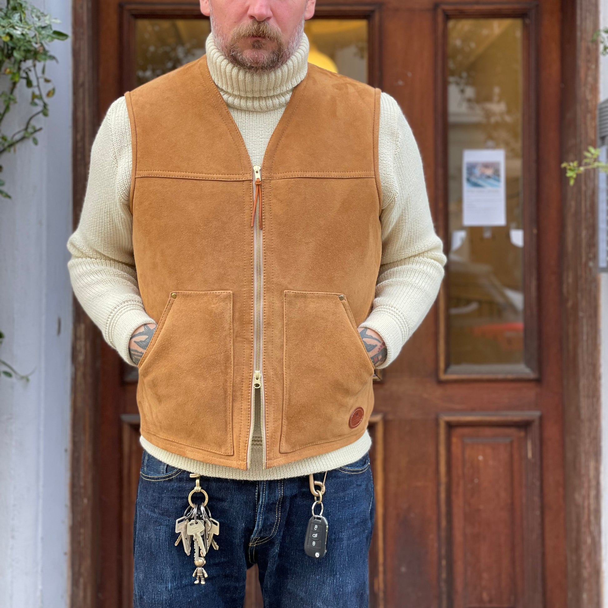 Men's Vintage Western Cowboy Vest – Tweed Herringbone, Wool Blend, Sizes M To 3XL
