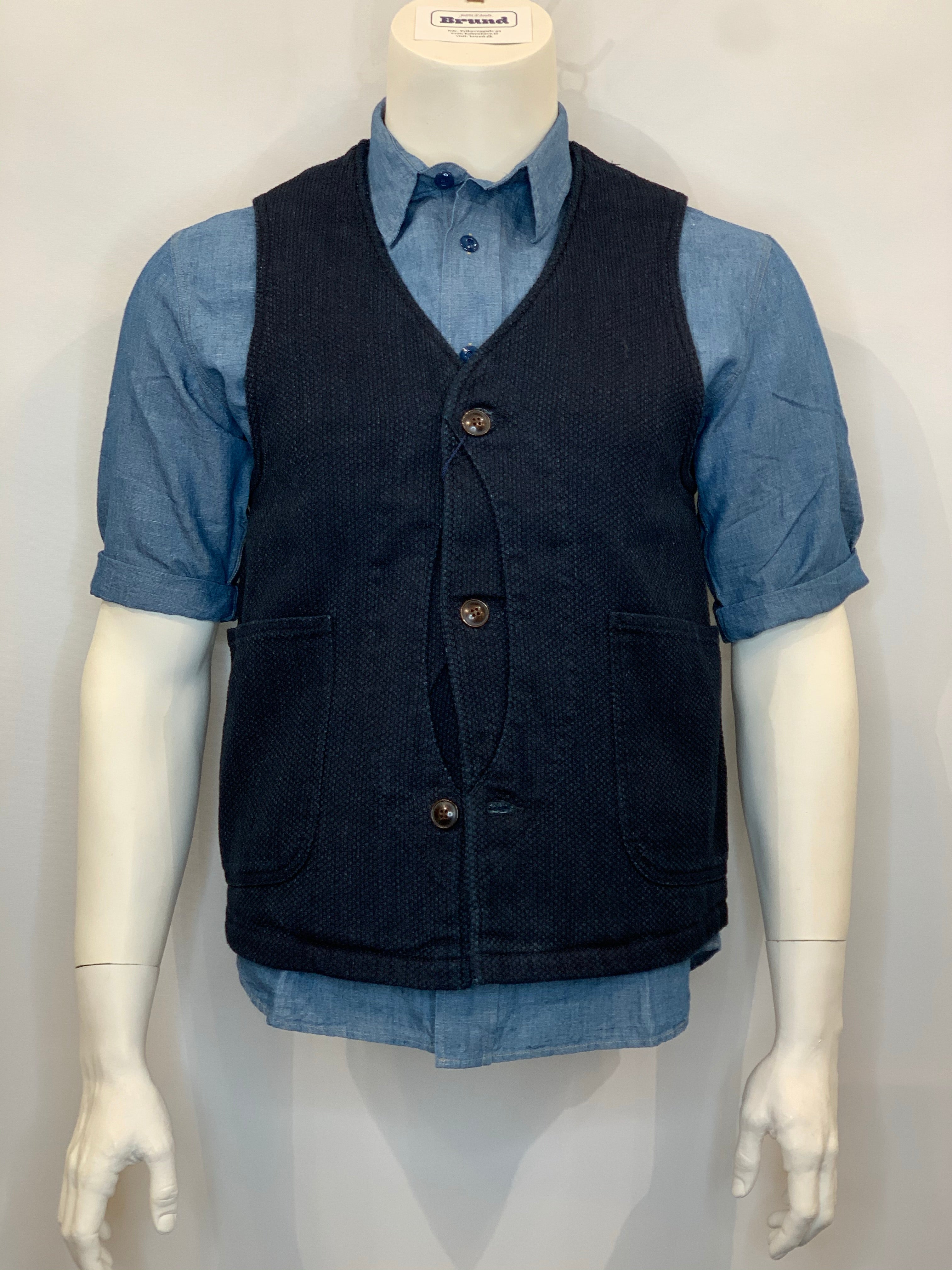 トップス BLUE BLUE / SASHIKO indigo vest Japan Blue - Indigo Sashiko Hunting Vest – Brund