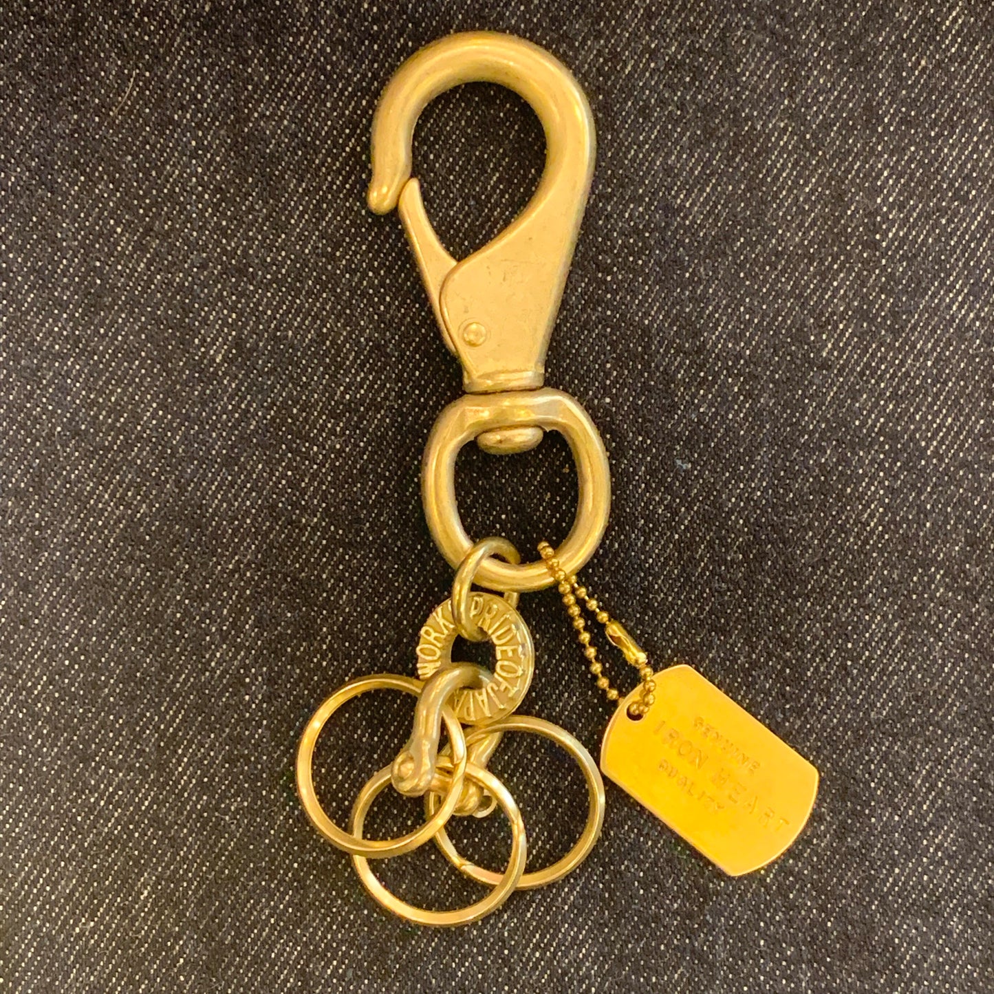 Iron Heart W-8 Large Key Clip with Swivel and Rings Brass