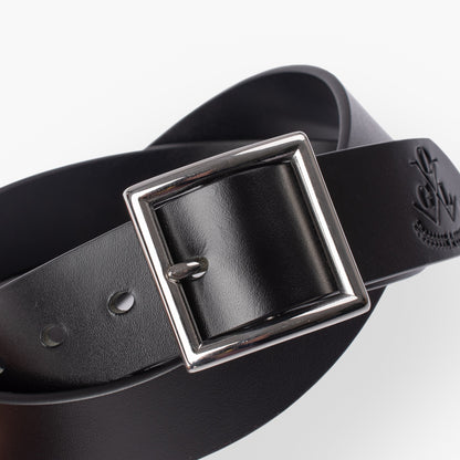 OGL - Belt- Vintage Buckle Leather Belt - Black